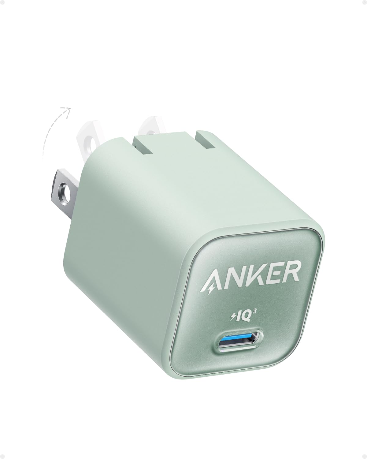 Anker Nano 30W USB C GaN Fast Charger with PIQ 3.0 & PPS - Compact Foldable PD Charger for iPhone 16/15 Series, Samsung Galaxy, iPad - Perfect for Travel, Office & Home Use with MagSafe Compatibility