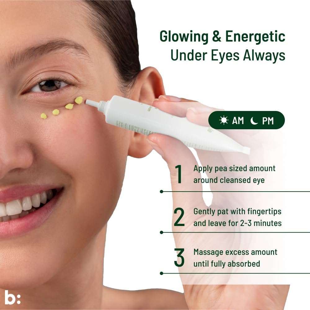 Biocule Ever Glow Under Eye Serum for Dark Circles & Puffiness - Caffeine, Vitamin C & Hyaluronic Acid Formula (15ml) | Brightening Eye Treatment for Dark Circles, Bags & Wrinkles | Perfect for Morning & Night Skincare Routine