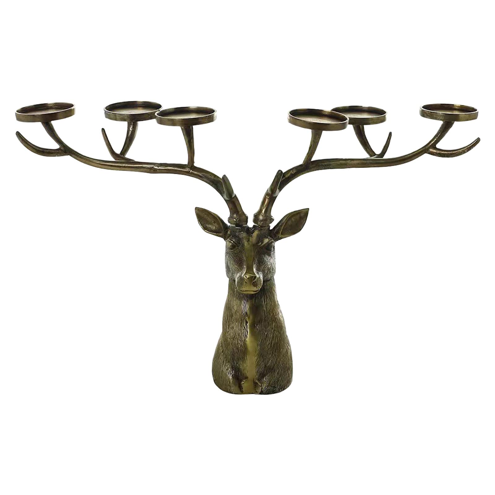 Elegant Ceramic Pillar Candle Holder with Resin Elk Design - Home & Office Decor for Cozy Ambiance | Perfect for Living Room, Bedroom, Wedding Centerpieces and Holiday Decorations