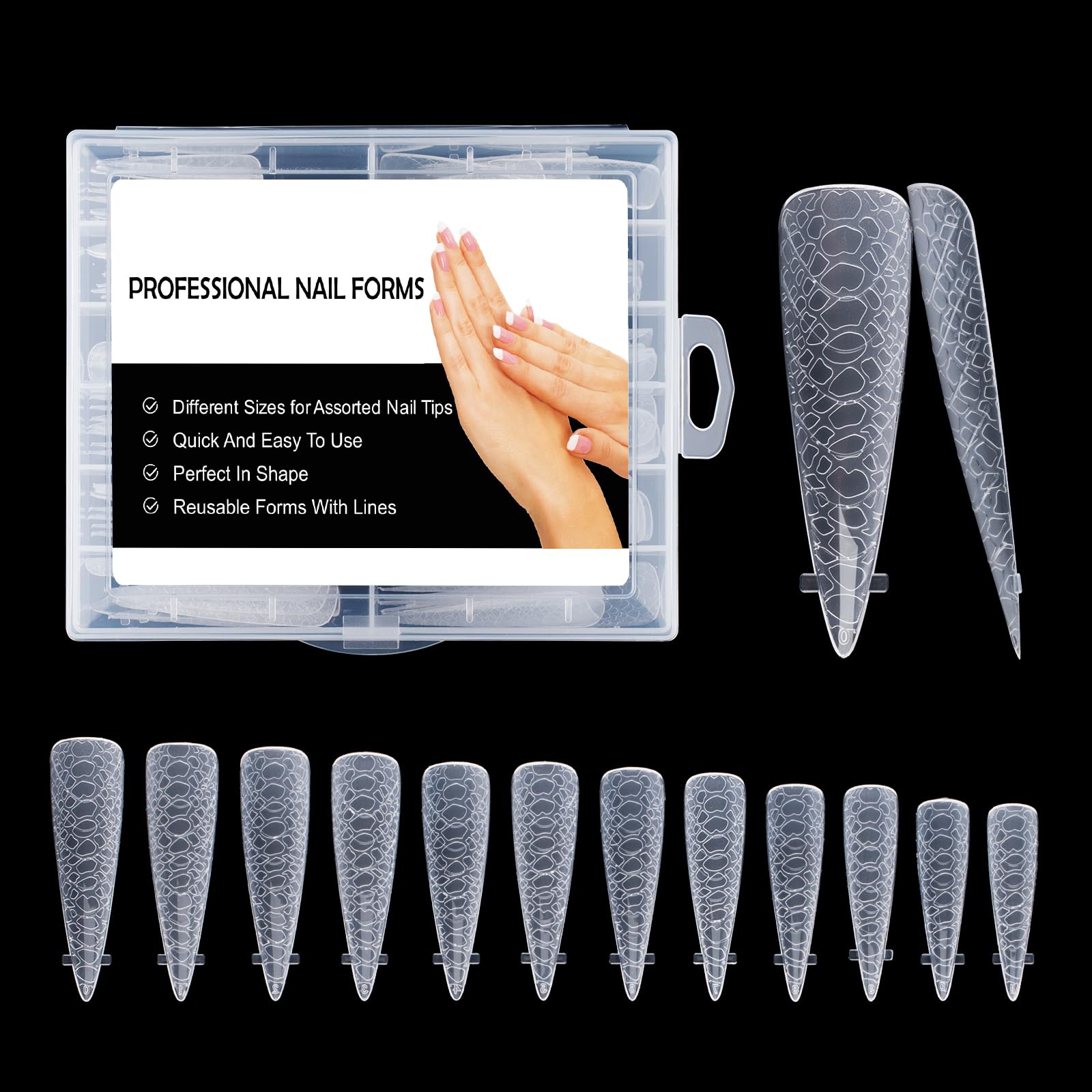 120PCS Unique Pattern Dual Nail Forms for Poly Gel - Full Cover Nail Molds & Extension Tips - 12 Sizes Nail Stickers for Manicure & Nail Art - Perfect for Salon Professionals & DIY Home Nail Extensions