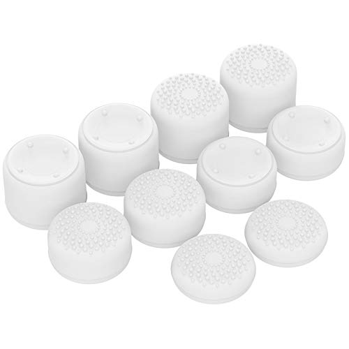 PlayVital White Ergonomic Thumbstick Grips for Nintendo Switch Pro, PS5, PS4, Xbox Series X/S, Xbox One Controllers - 3 Height Options with Convex & Concave Design, Raised Dots & Studded Texture - Improve Gaming Comfort & Precision for FPS, Racing & Action Games