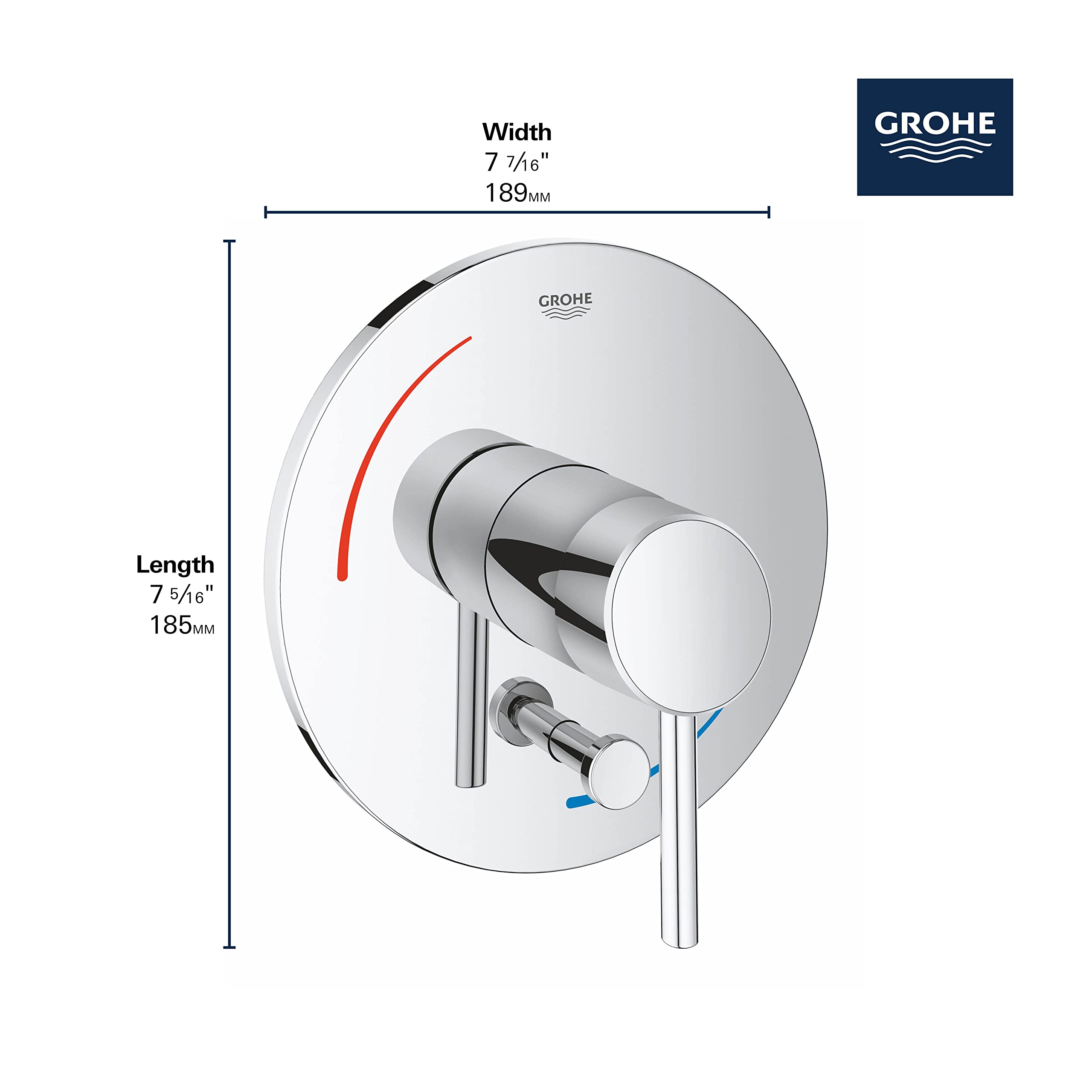 Grohe 29102EN1 Concetto Soft 1-Handle Bath Shower Trim Kit - Brushed Nickel Finish | Modern Bathroom Faucet Set for Shower & Tub | Easy Installation (Valve Sold Separately) | Perfect for Home Renovation & Spa-Like Experience
