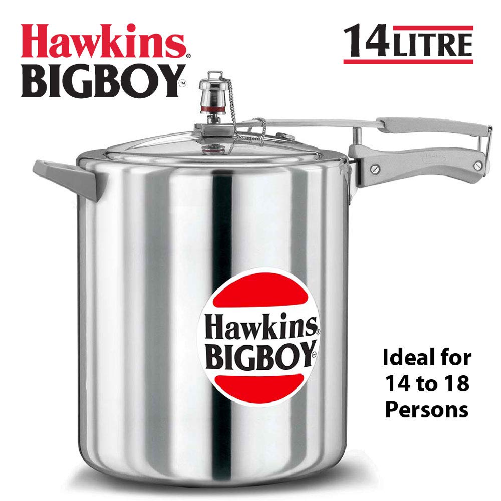 Hawkins BB14 Classic Aluminum BigBoy Pressure Cooker 14L - Fast & Safe Cooking for Large Families, Meal Prep & Outdoor Camping
