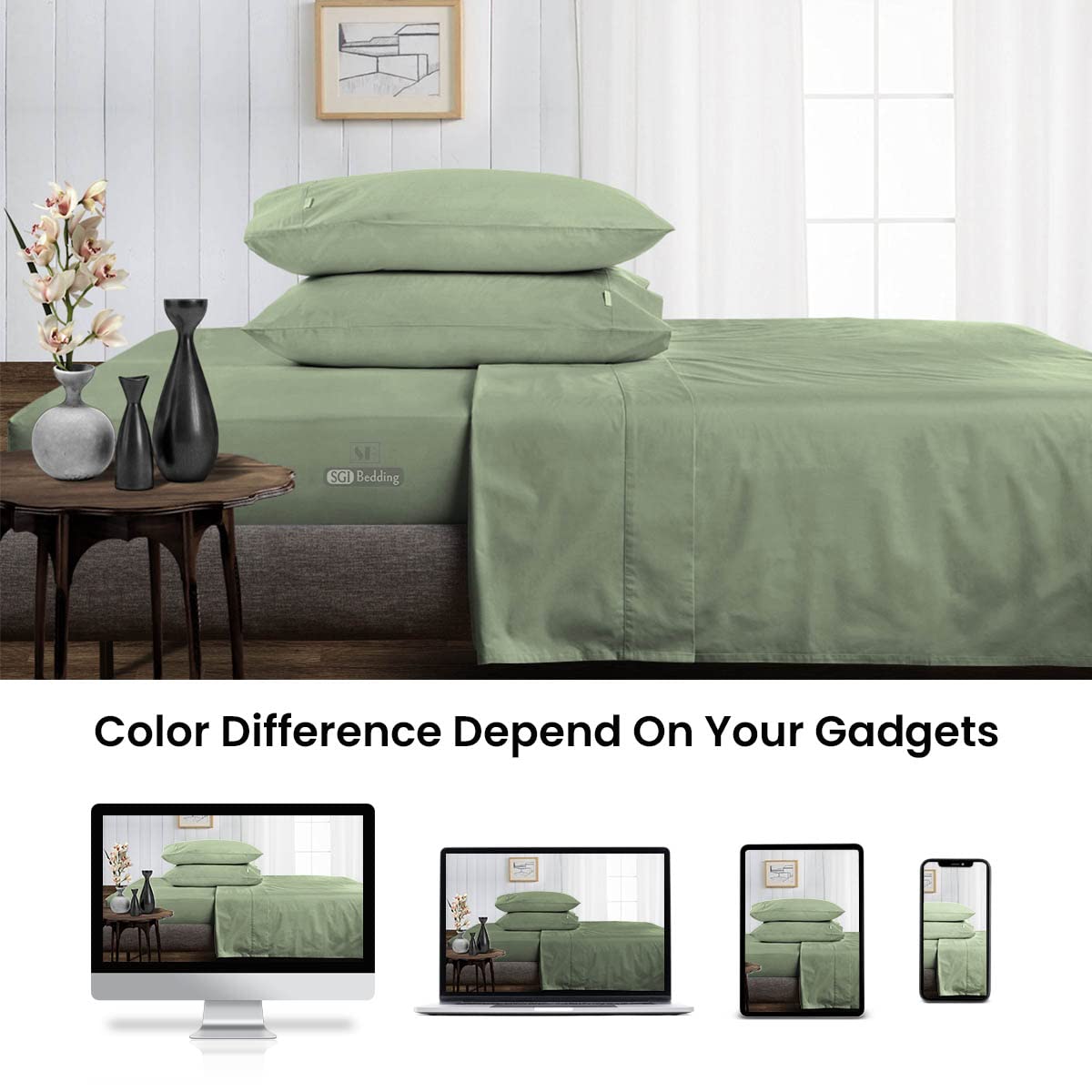 Premium 500 Thread Count 100% Egyptian Cotton Bed Sheet Set - Ultra Soft Luxury Hotel Quality 4-Piece (1 Fitted Sheet, 1 Flat Sheet, 2 Pillowcases) with 15