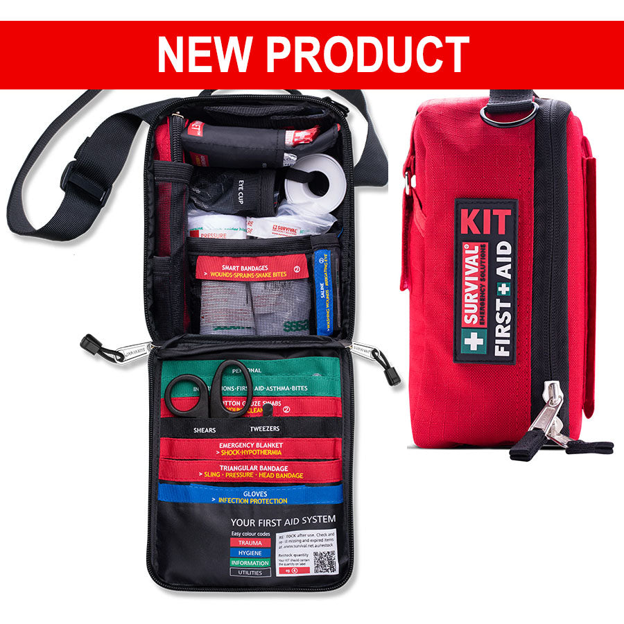 Survival Grab & Go First Aid Kit – Emergency Medical Supplies for Outdoor, Camping, Hiking & Travel – Compact & Portable Trauma Kit