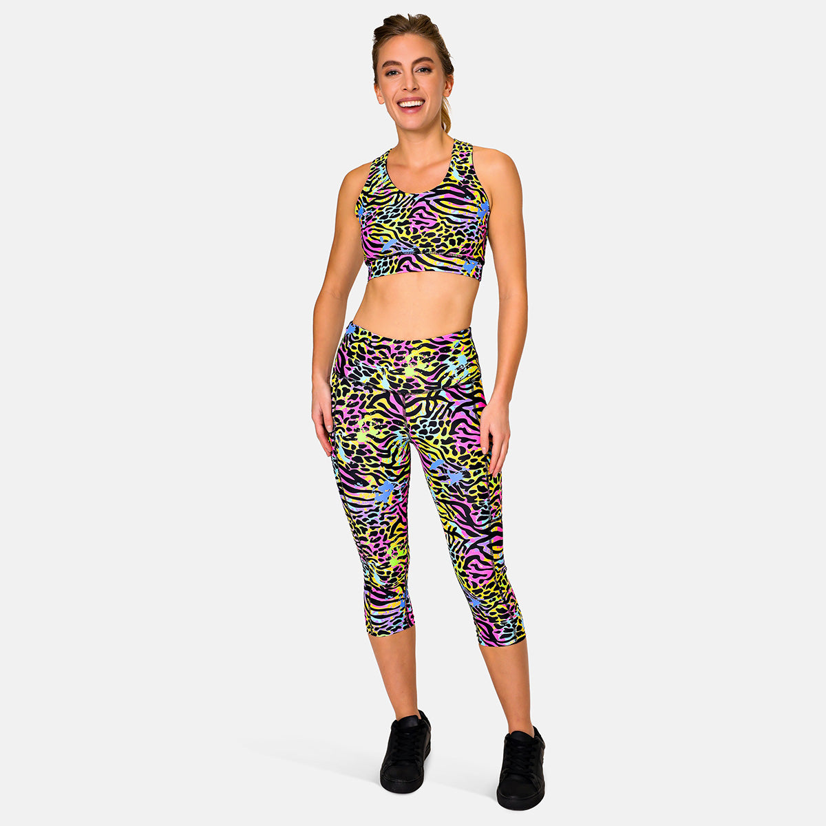 Rainbow Tiger Retro Reboot Capri Pants - Vintage 90s Style High Waisted Stretch Jeans for Women | Perfect for Casual Wear, Street Fashion & Summer Outfits