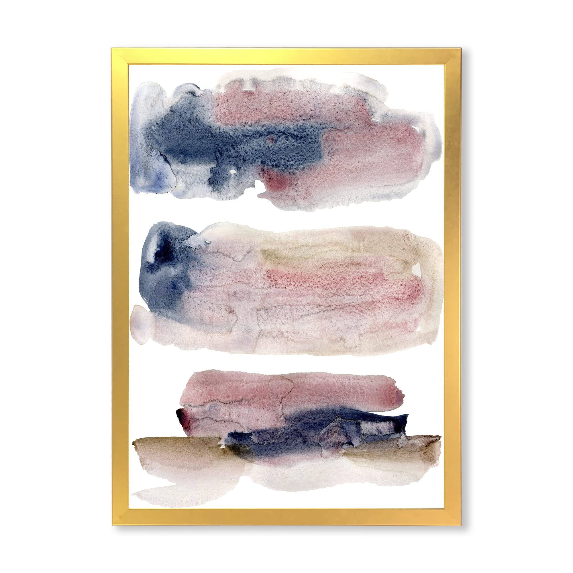 DesignQ Beige Pink and Blue Clouds Modern Framed Wall Art - Contemporary Home Decor for Living Room, Bedroom & Office