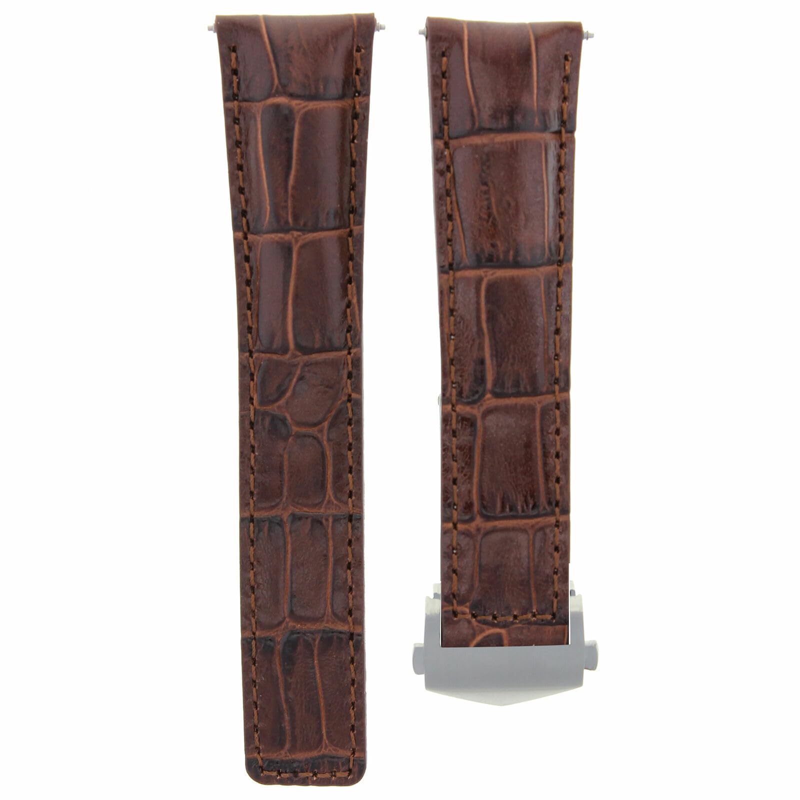 19mm Leather Watch Band for Tag Heuer Carrera - Brown Strap Replacement for Twin Time Calibre 7 | Dress & Casual Wear