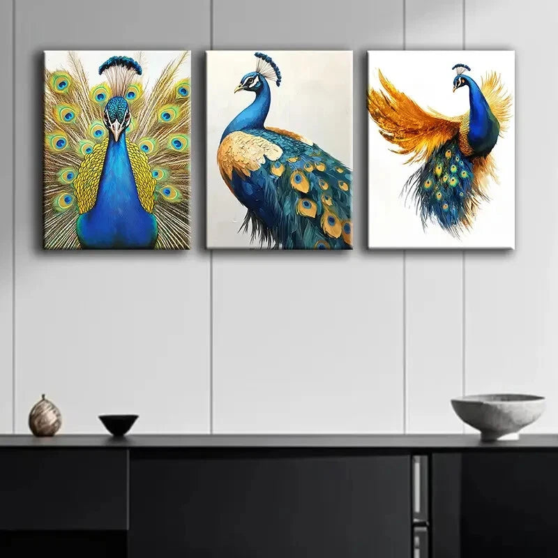 3-Piece Colorful Peacock Wall Art Set - Framed Canvas Prints 40x60cm | High-Quality Australian Made | Perfect for Living Room, Bedroom & Office Decor | Ready to Hang