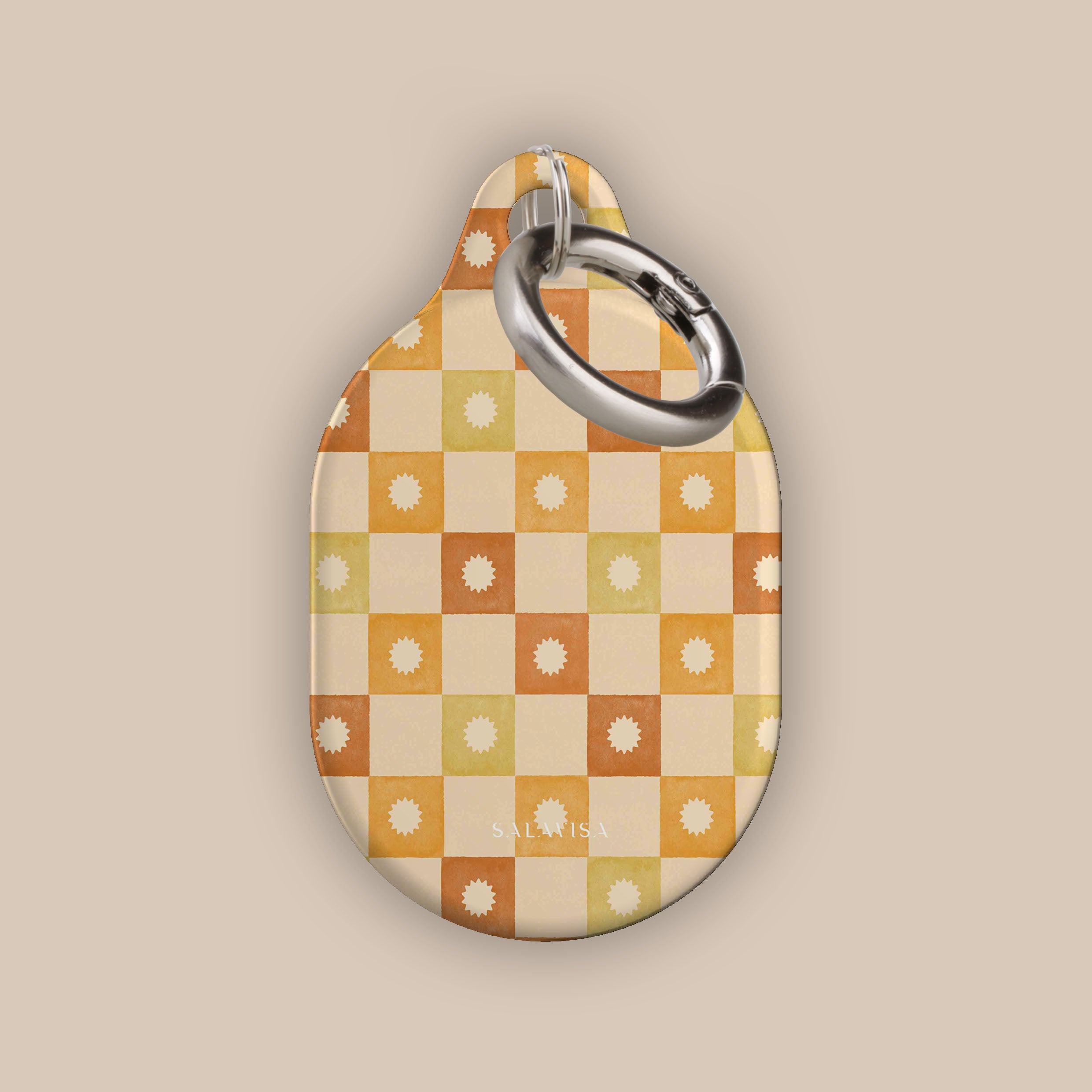 Stylish Checkered AirTag Holder - Premium Leather Keychain for Apple AirTag - Perfect for Keys, Wallets & Bags Tracking