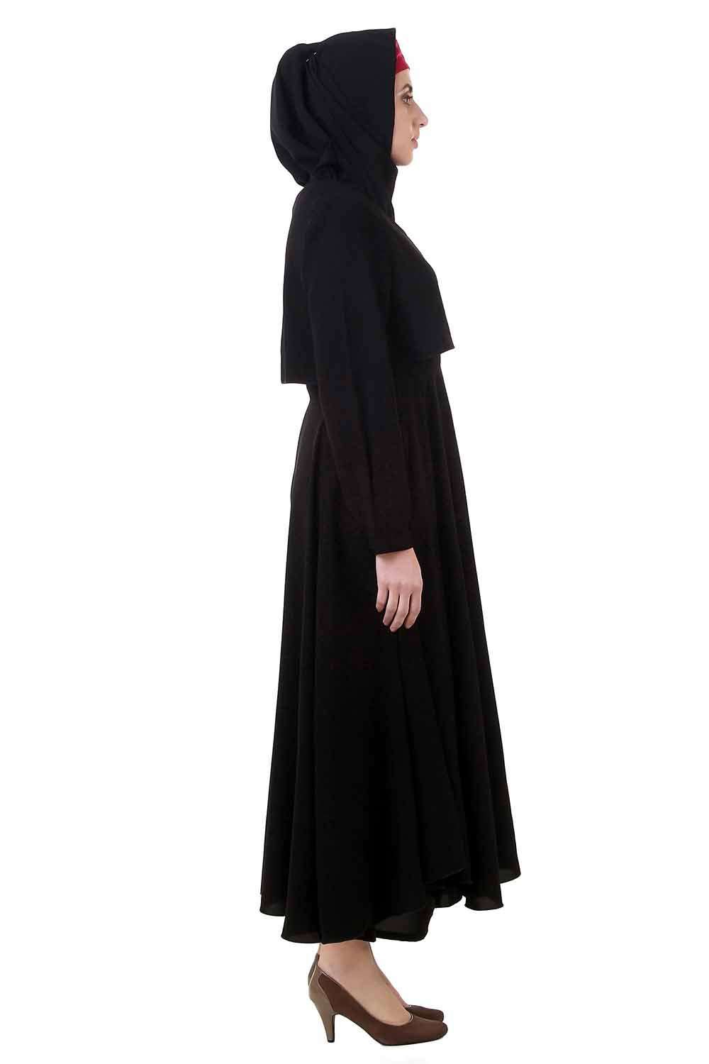 Black Crop Top Dual Layer Nida Abaya AY 705 - Modest Muslim Fashion for Women | Perfect for Prayer, Eid, and Special Occasions