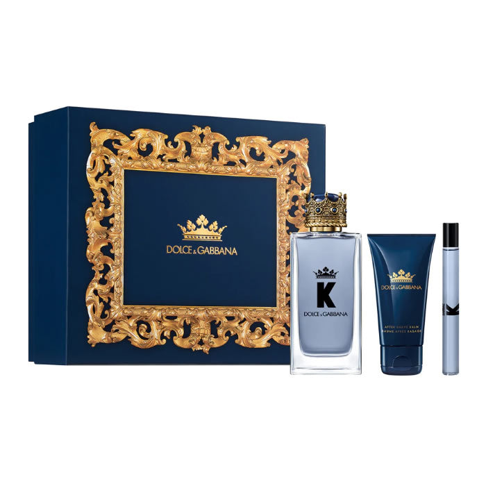 Dolce & Gabbana King Men's 3-Piece Cologne Gift Set - 100ML EDT Spray + 50ML After Shave Balm + 10ML Travel Size - Perfect for Gifts, Valentine's Day & Special Occasions
