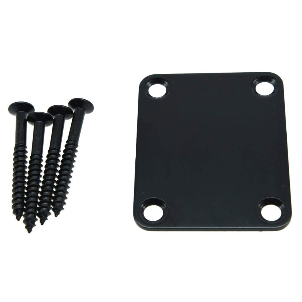Electric Guitar Neck Plate - ST Style Metal Neck Plate for Stratocaster - Black Finish - Perfect for Guitar Repair & Custom Builds