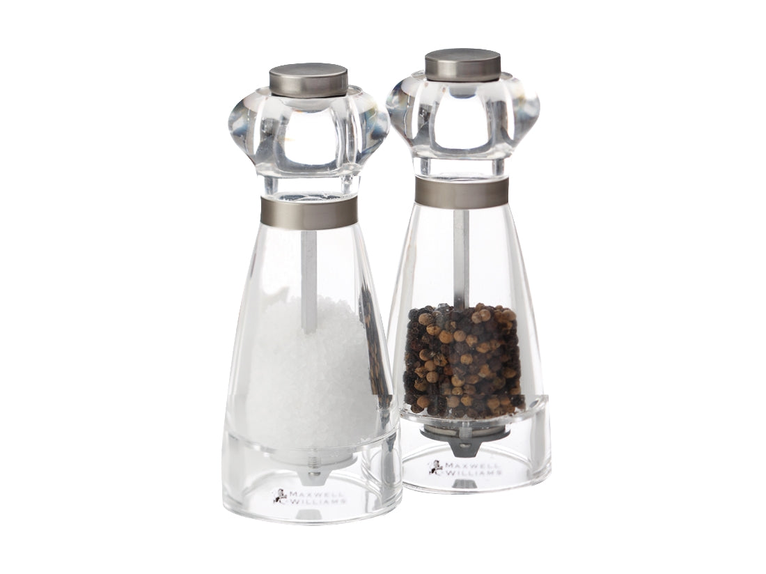 Maxwell & Williams Dynasty Acrylic Salt and Pepper Mill Set - 16cm Premium Grinder for Kitchen & Dining Table - Perfect for Home Cooking, Restaurants, and Gift Giving
