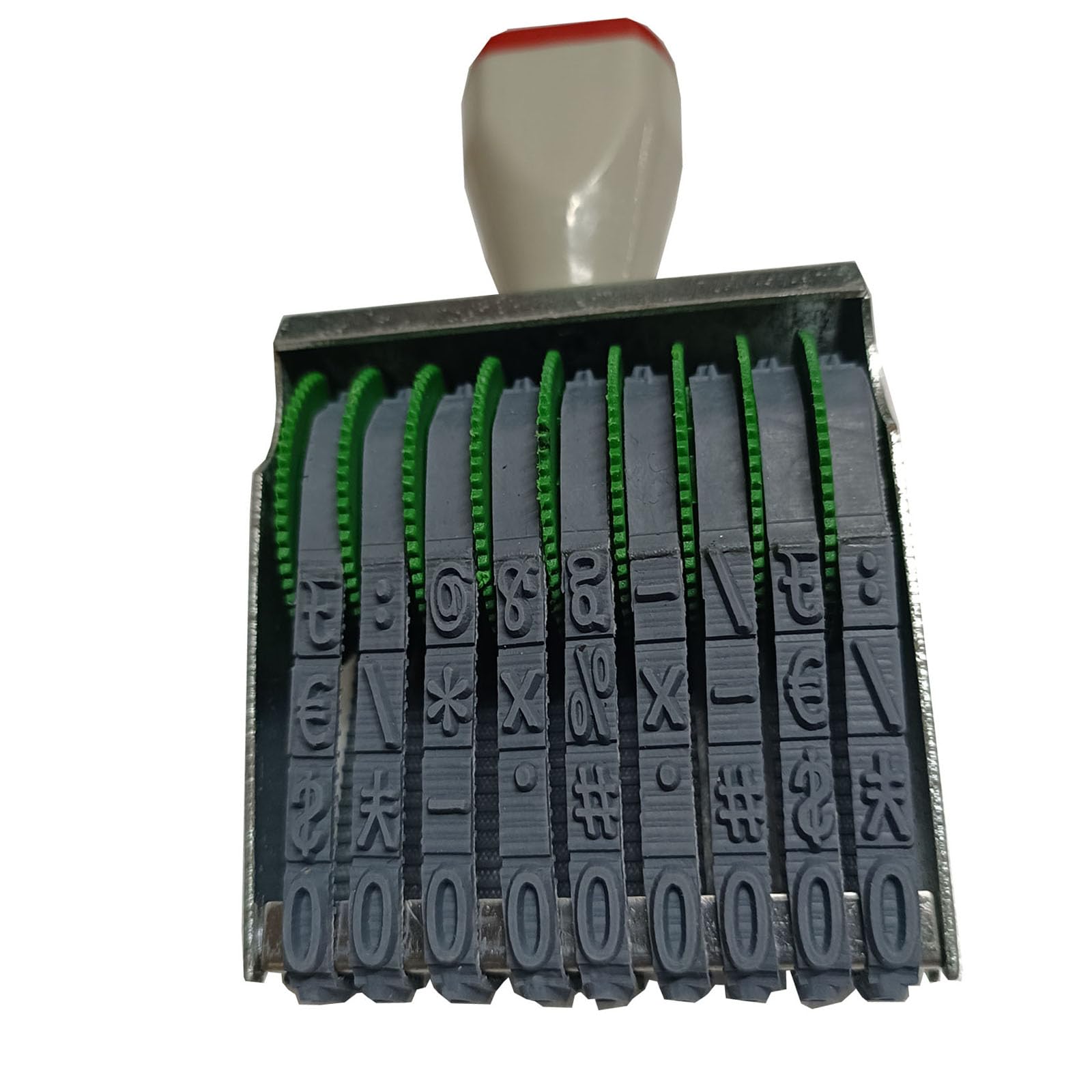 ZENG 9-Digit Changeable Number Stamp Set (0-9) with Symbols - 53x7mm Gray & Red Rubber Business Stamp for Invoicing, Labeling & Document Organization - Perfect for Offices, Schools & Crafting Projects