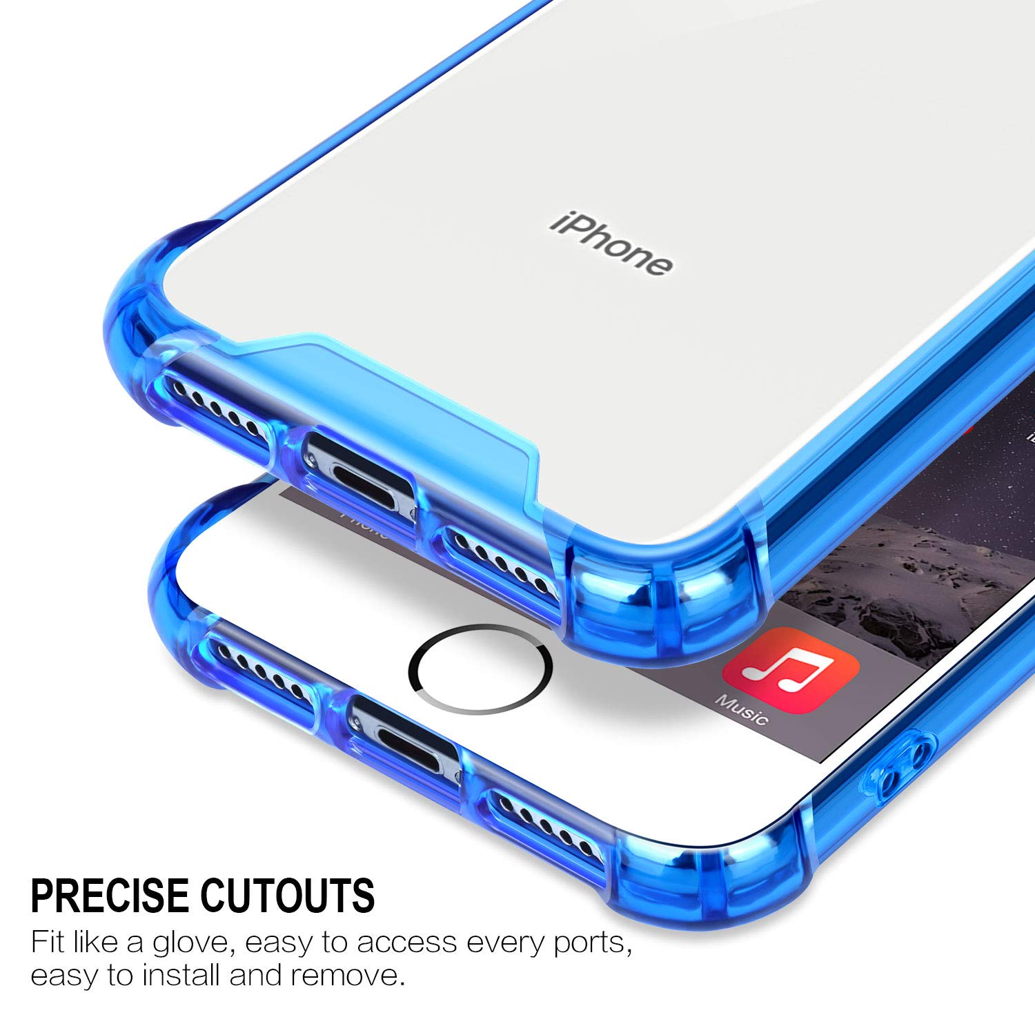 Premium Clear Shockproof iPhone SE 2020/8/7 Case - Slim TPU Bumper & Hard PC Back Cover | Anti-Scratch Protective Phone Case for 4.7 Inch iPhones (Blue Purple) - Perfect for Everyday Use, Work & Travel