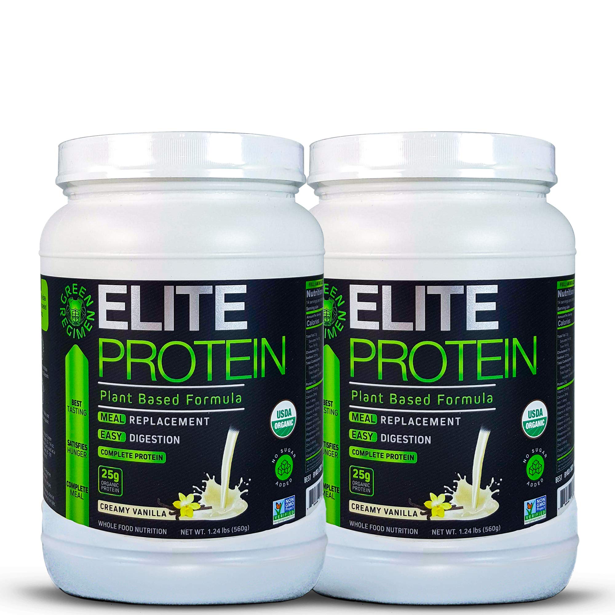Organic Plant-Based Protein Powder - Green Regimen Elite Protein, Vanilla Flavor, 25g Pea & Hemp Protein for Muscle Recovery & Meal Replacement | Post-Workout, Breakfast Smoothie & Vegan Nutrition Supplement