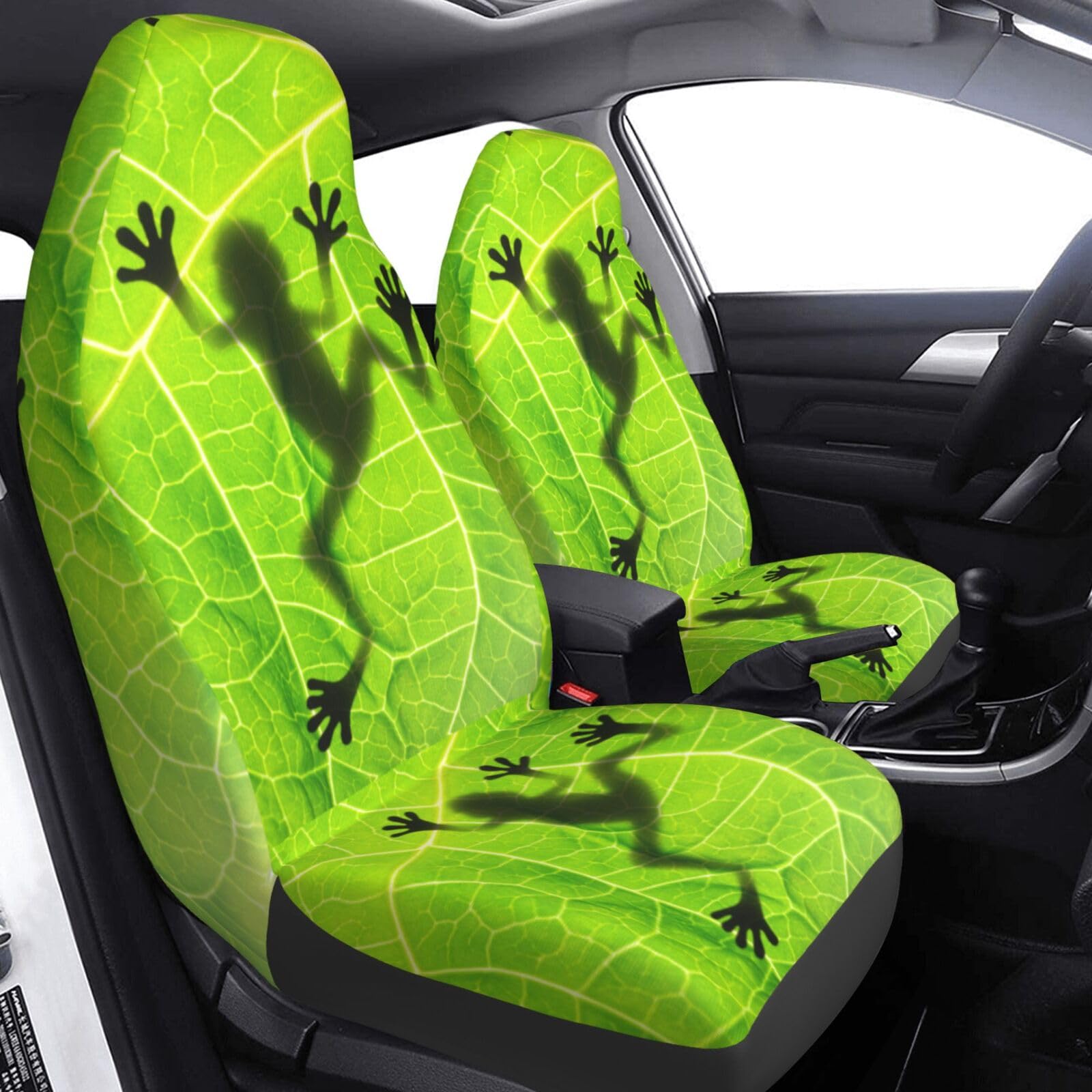 **Universal Frog Shadow Leaf Car Seat Covers (2-Piece Set) - Fits Most Cars, SUVs, Sedans & Trucks - Durable & Stylish for Daily Commute & Road Trips**
