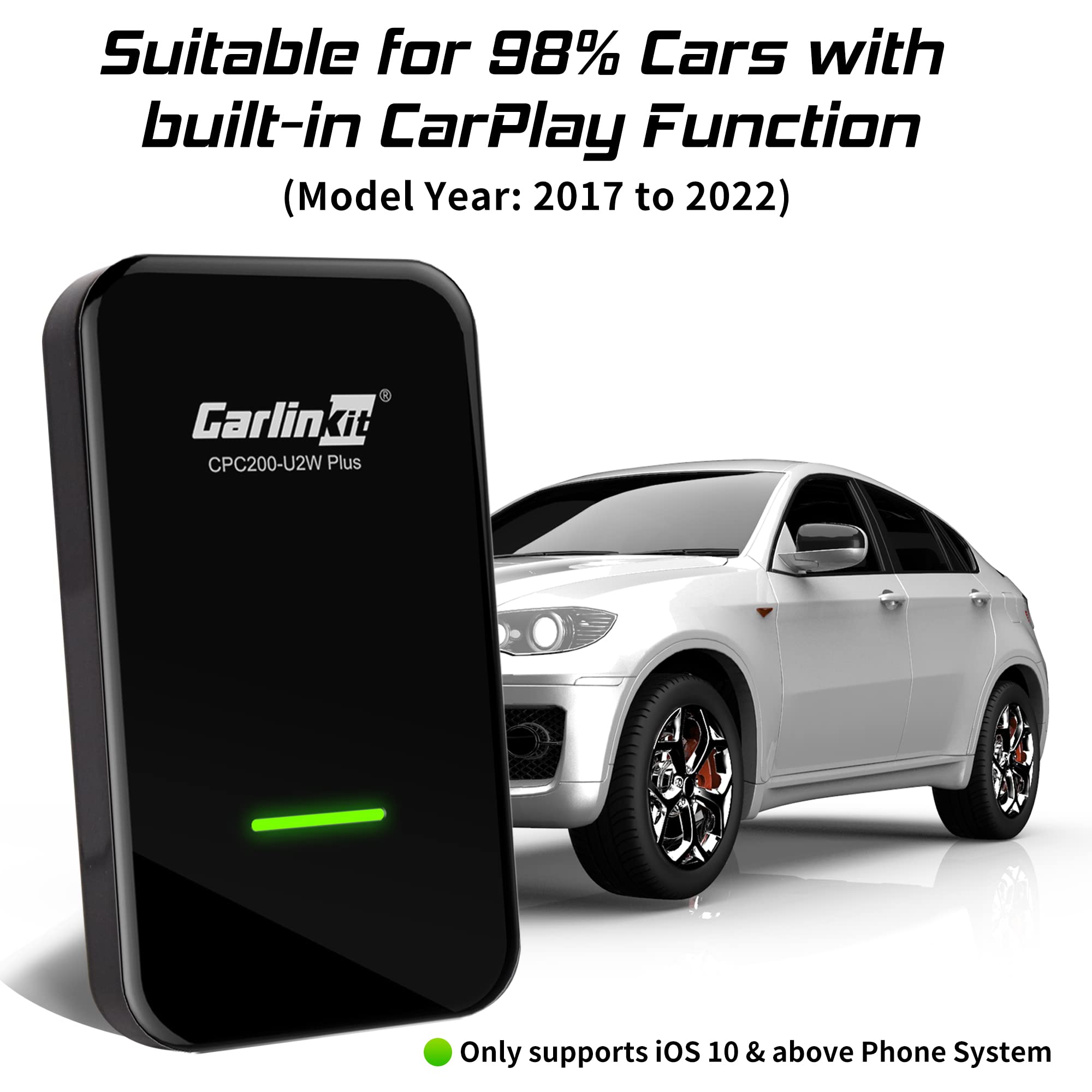 Wireless CarPlay Adapter USB Dongle for Car (2017-2024 Models) - Convert Wired to Wireless CarPlay for Factory Radio | Seamless Music Streaming & Hands-Free Calling for Safer Driving