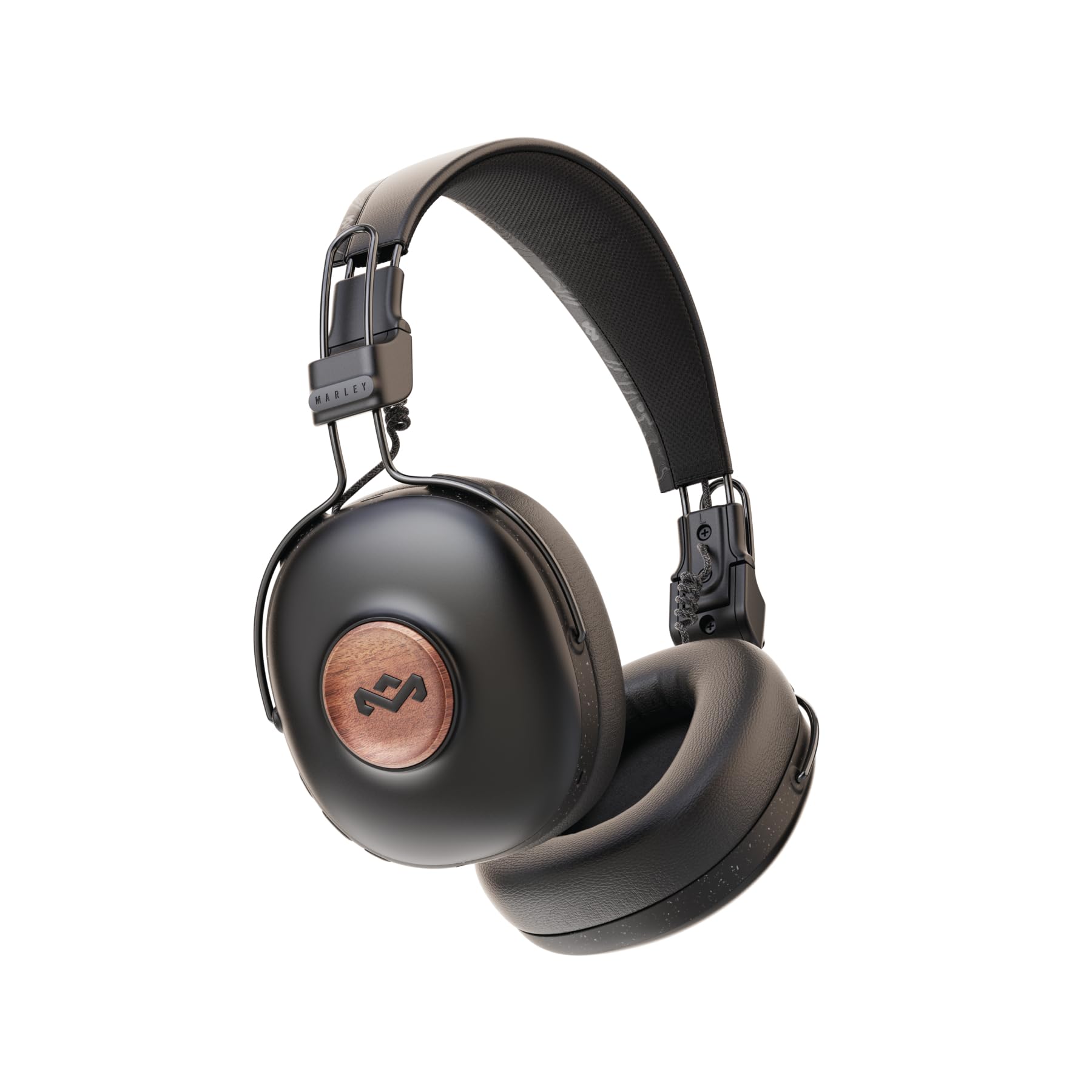 House of Marley Positive Vibration Over-Ear Wireless Bluetooth Headphones - 34H Battery, Built-in Mic, Noise Isolation, Eco-Friendly Materials (Black) | Perfect for Travel, Workouts & Home Office Use