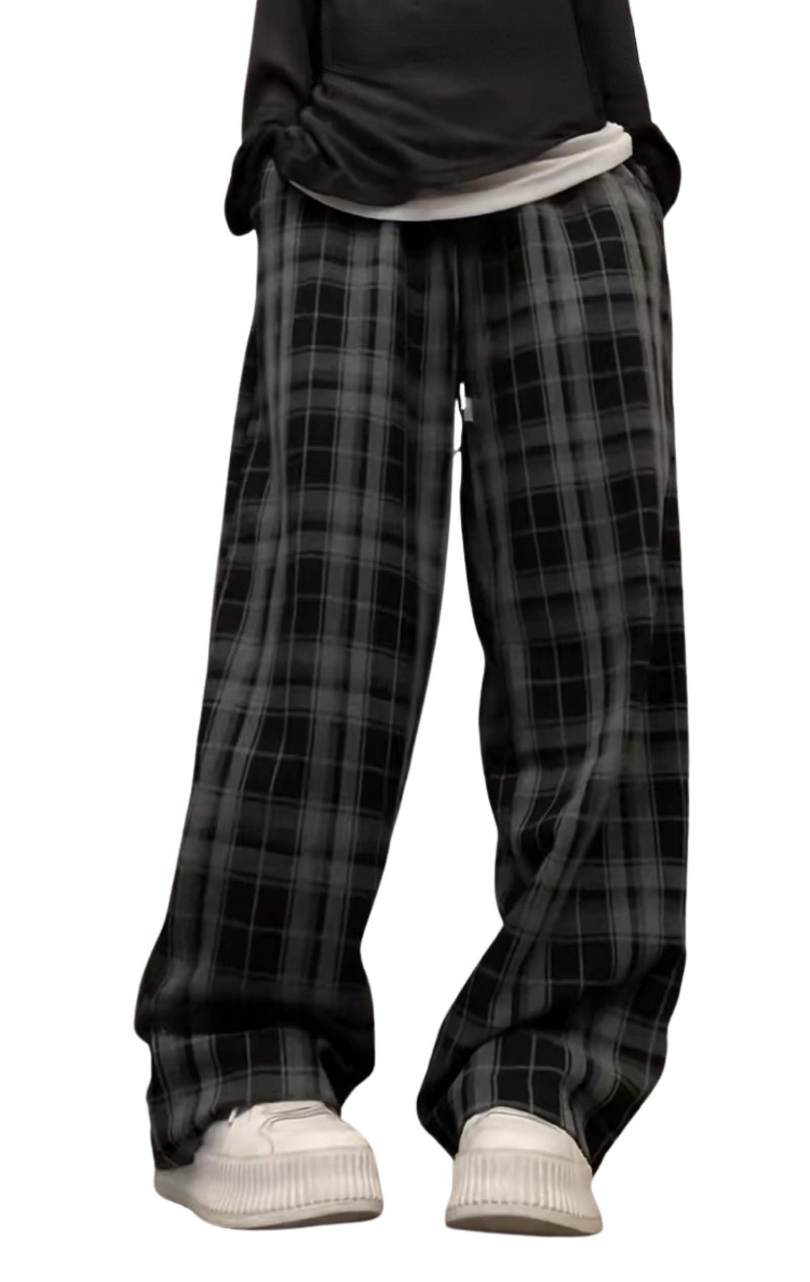 Grunge Pants for Women - Vintage Plaid Lounge Pants | Goth & Emo Style Pants | Perfect for Concerts, Halloween & Alternative Fashion