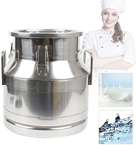 3.16 Gallon Stainless Steel Milk Can, Ice Bucket & Wine Chiller - Commercial Water Jug, Liquid Storage Pail & Fermentation Barrel - Multi-Purpose Kitchen Canister for Beverage Cooling, Brewing & Food Storage