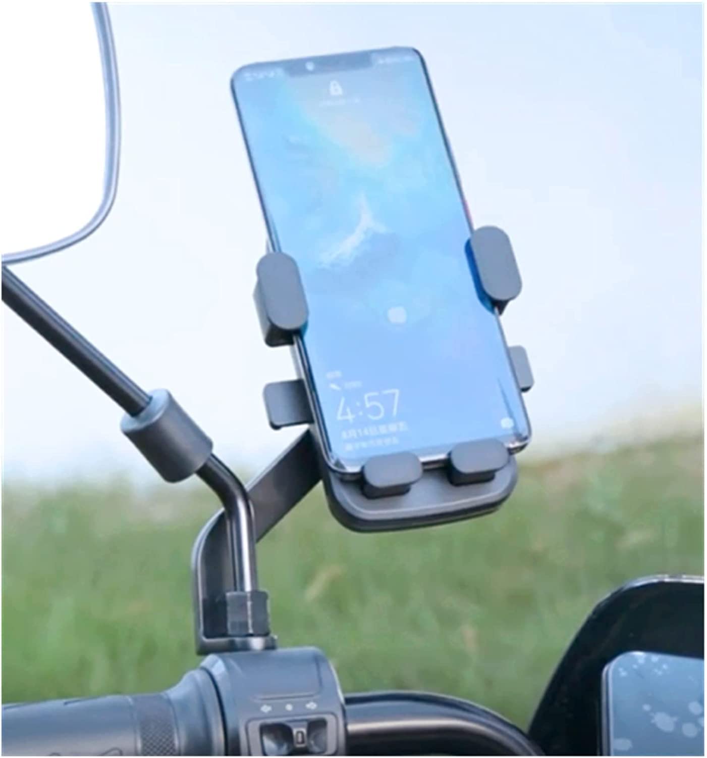 Universal Motorcycle Phone Mount Holder - One Hand Operation, 360° Rotation & Anti-Shake for 4.5