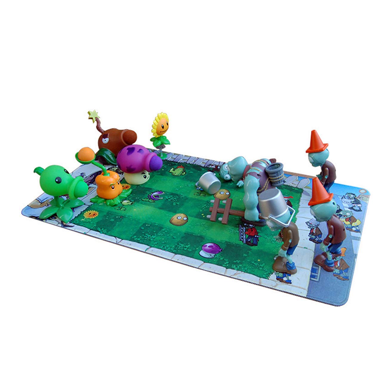 LONGYU Plants vs Zombies 10-Piece Toy Set with Battle Map, Christmas & Halloween Zombie Figures - PVZ Party Supplies for Kids (7.8 Inch) | Perfect for Birthday Parties, Game Nights & Collectors