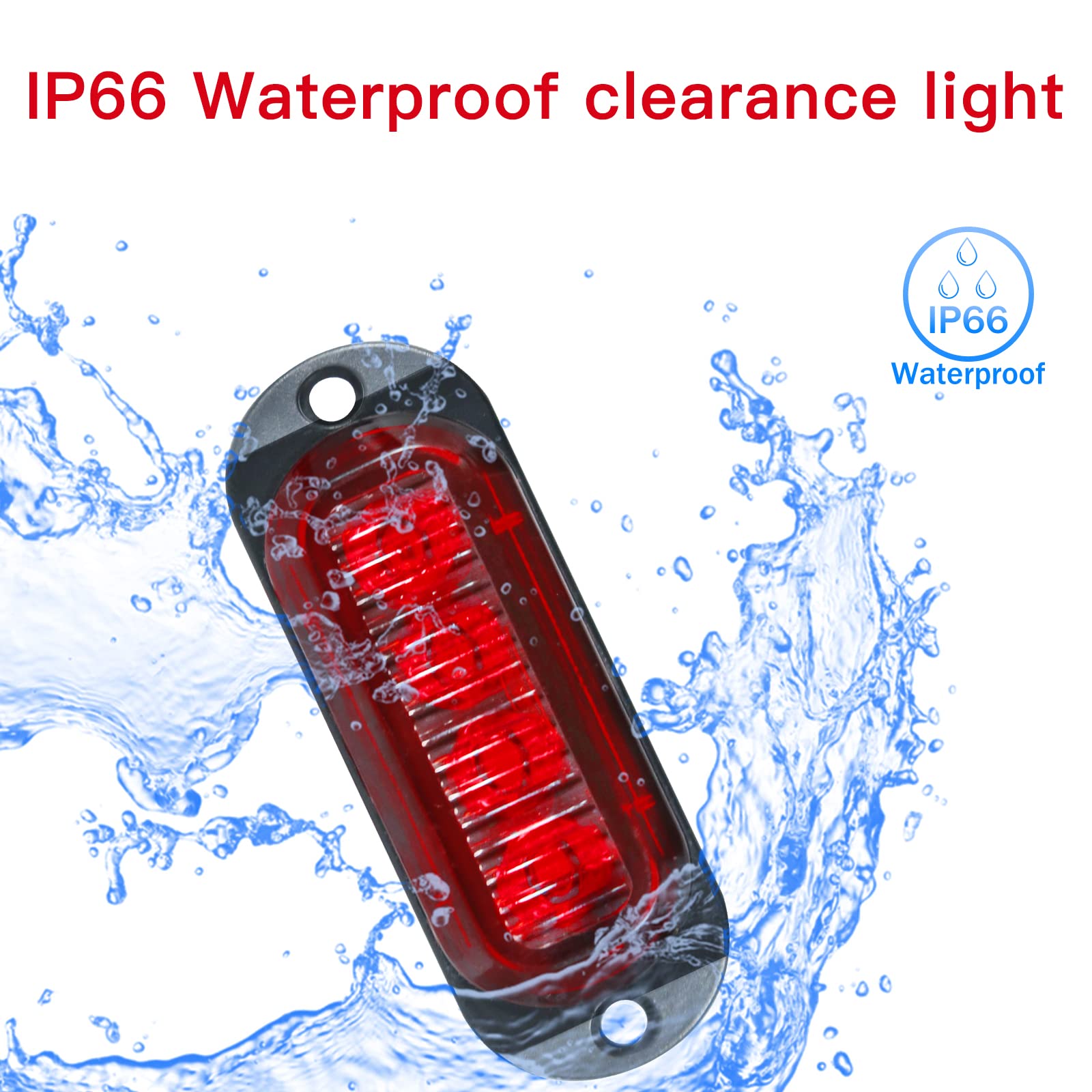 10pcs Red 12-24V 4LED Side Marker Lights - Waterproof Clearance Lamps for Trucks, Trailers, RVs, Campers & Motorcycles - Interior & Exterior Lighting for Safe Night Driving