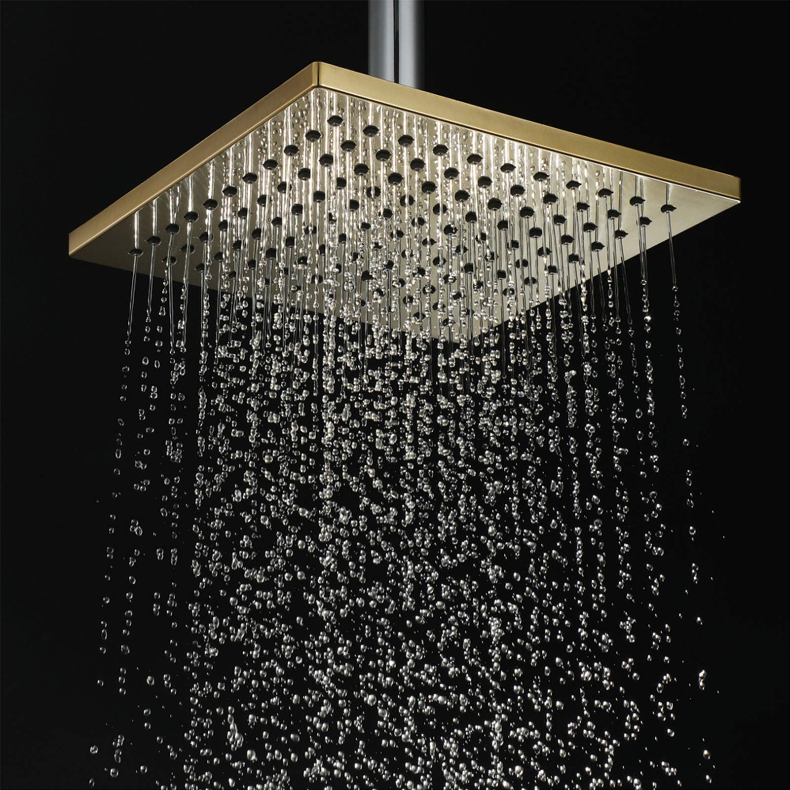 8 Inch Square Rain Shower Head Brushed Gold - High Pressure Rainfall Showerhead with ABS Material for Luxurious Bath Experience | Perfect for Modern Bathroom & Spa-Like Relaxation