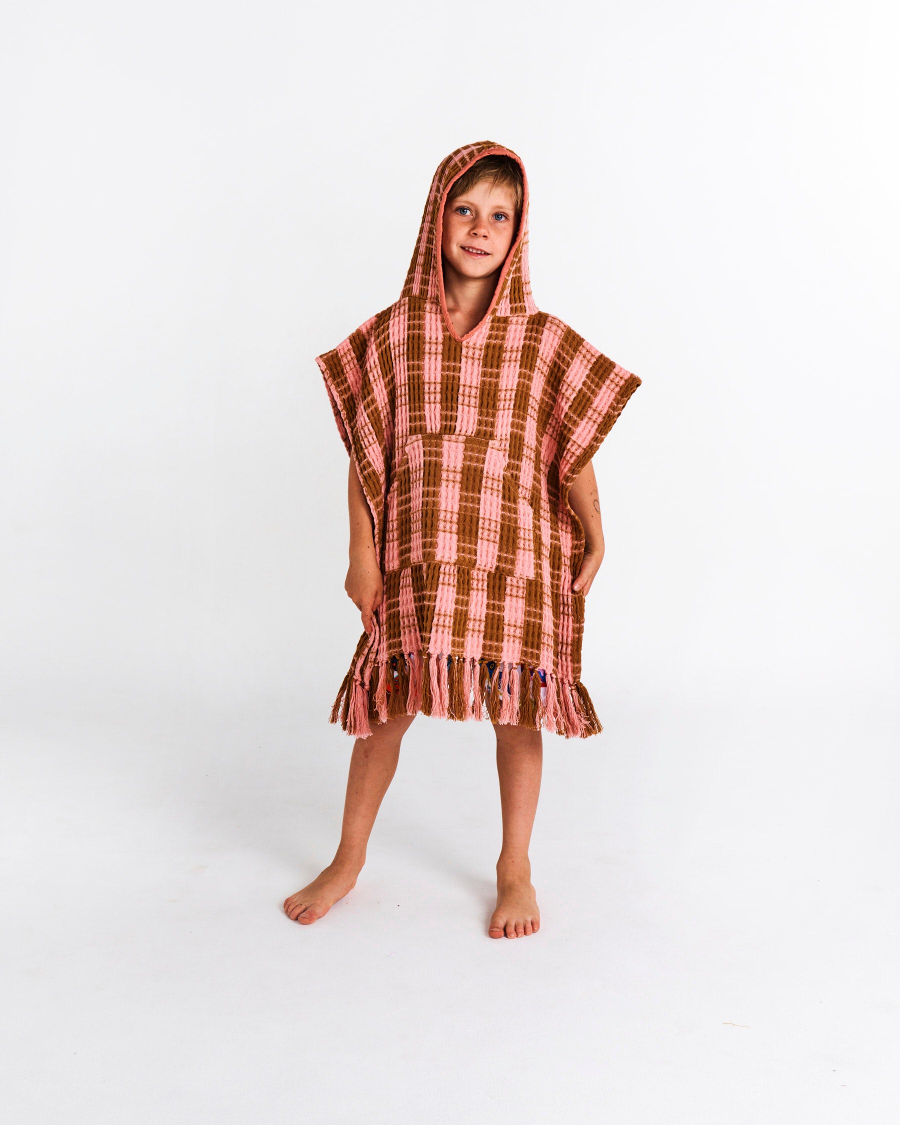 Toasted Marshmallow Waffle Poncho for Kids - Soft & Cozy Hooded Blanket for Camping, Movie Nights & Sleepovers