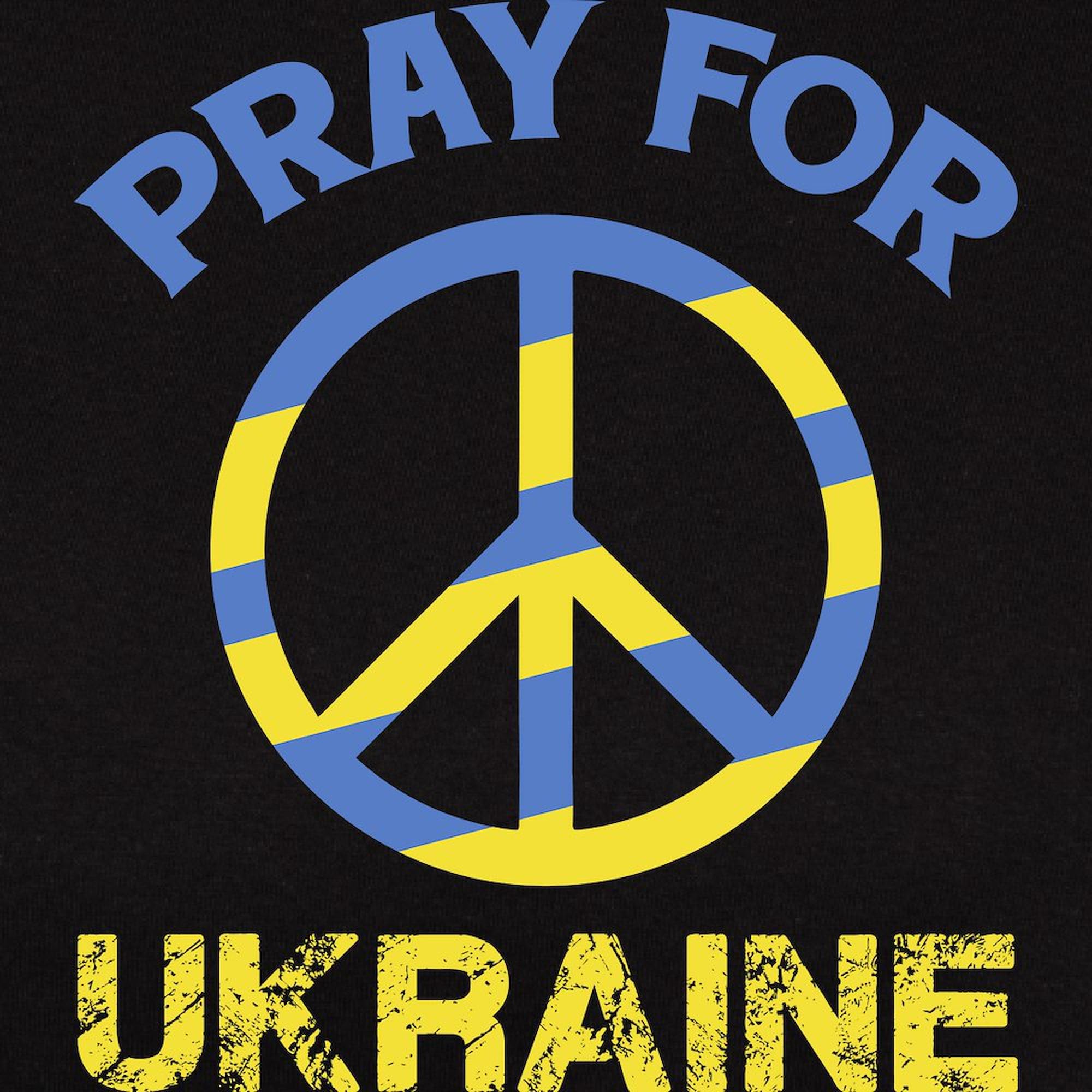 Pray for Ukraine Peace Sign Women's Cotton Dark T-Shirt - Comfortable Casual Wear for Protests, Fundraisers & Everyday Support
