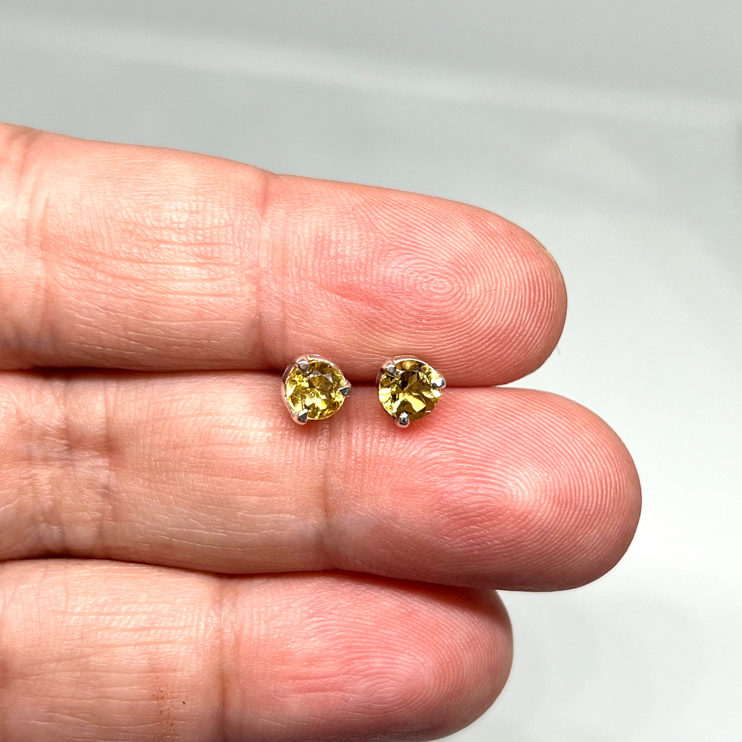 5mm Round Faceted Gemstone Stud Earrings - 3 Prong Set (PSE005) | Elegant & Durable for Daily Wear, Parties & Gifts
