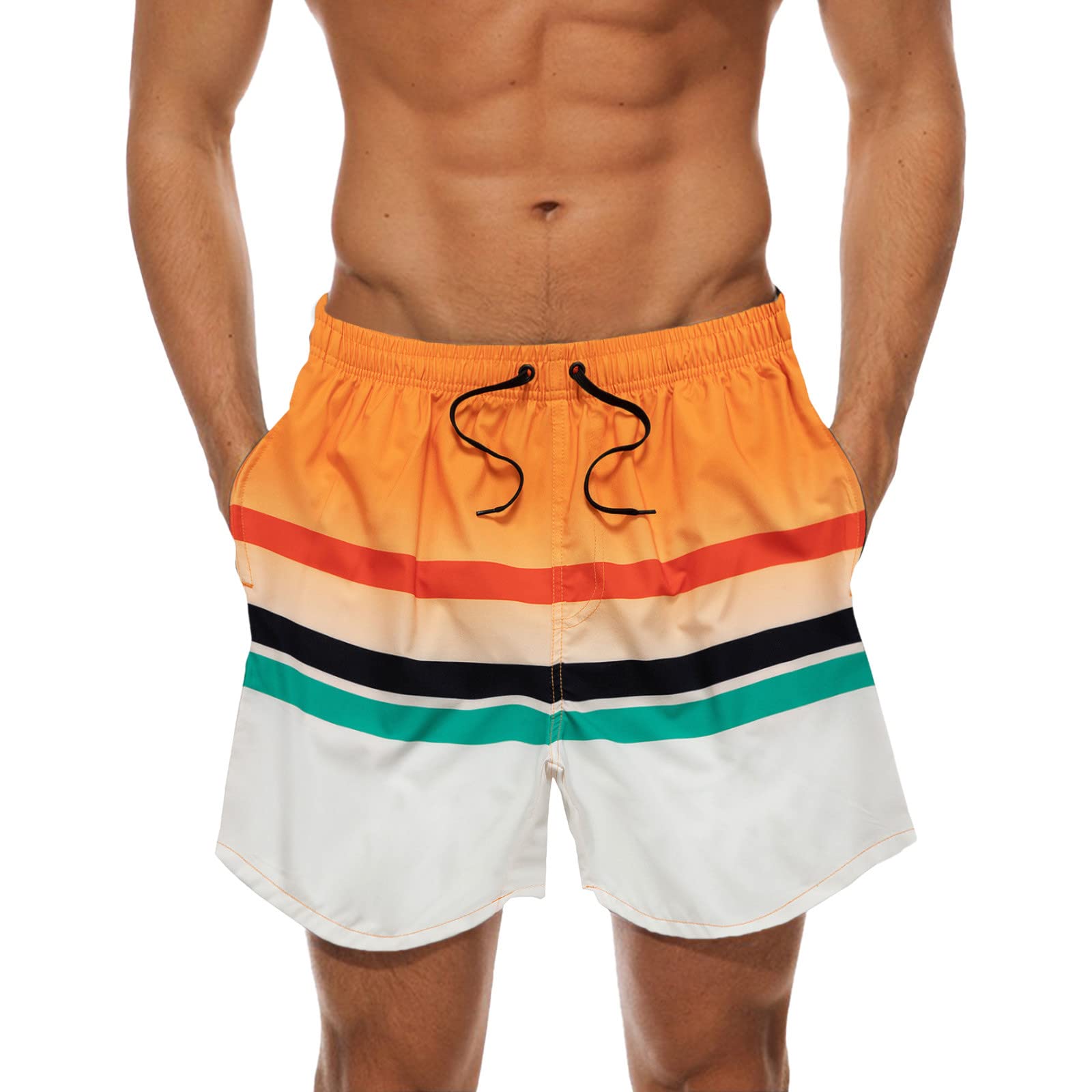 **Men's Loose Fit Printed Board Shorts with Pockets - Summer Casual Swimwear for Beach, Surfing & Outdoor Activities**