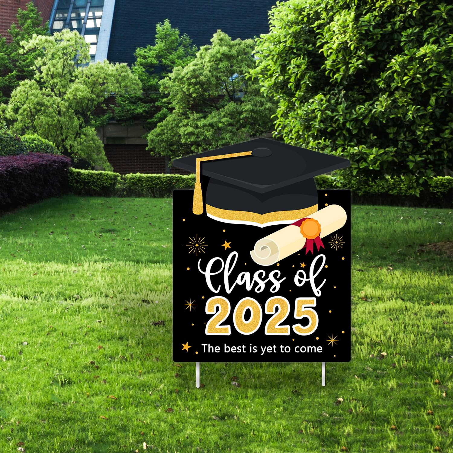 2025 Graduation Yard Sign - Outdoor Lawn Decoration for Class of 2025 - Durable Black Graduation Sign - Perfect for Backyard Parties & School Celebrations