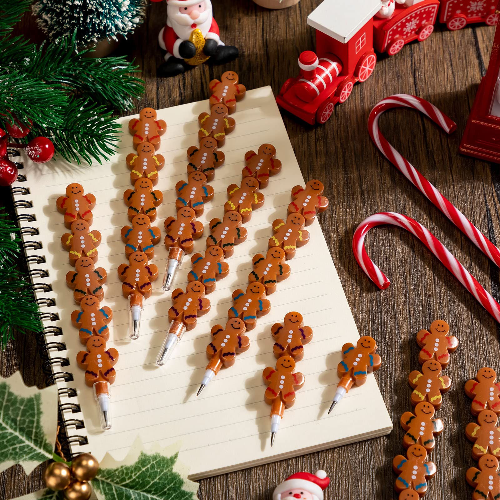 Christmas Stackable Gingerbread Man Pencils - 30 Pack Fun Novelty School Supplies for Kids, Holiday Party Favors, Classroom Gifts & Stocking Stuffers - Perfect for Christmas Celebrations, Birthday Parties & Back-to-School Supplies