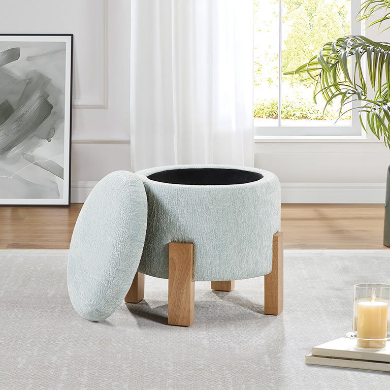 Office Star Annie Storage Ottoman - Extra Large Footrest Stool with Hidden Storage, Upholstered Bench for Living Room, Bedroom & Office - Perfect for Home Decor & Organization