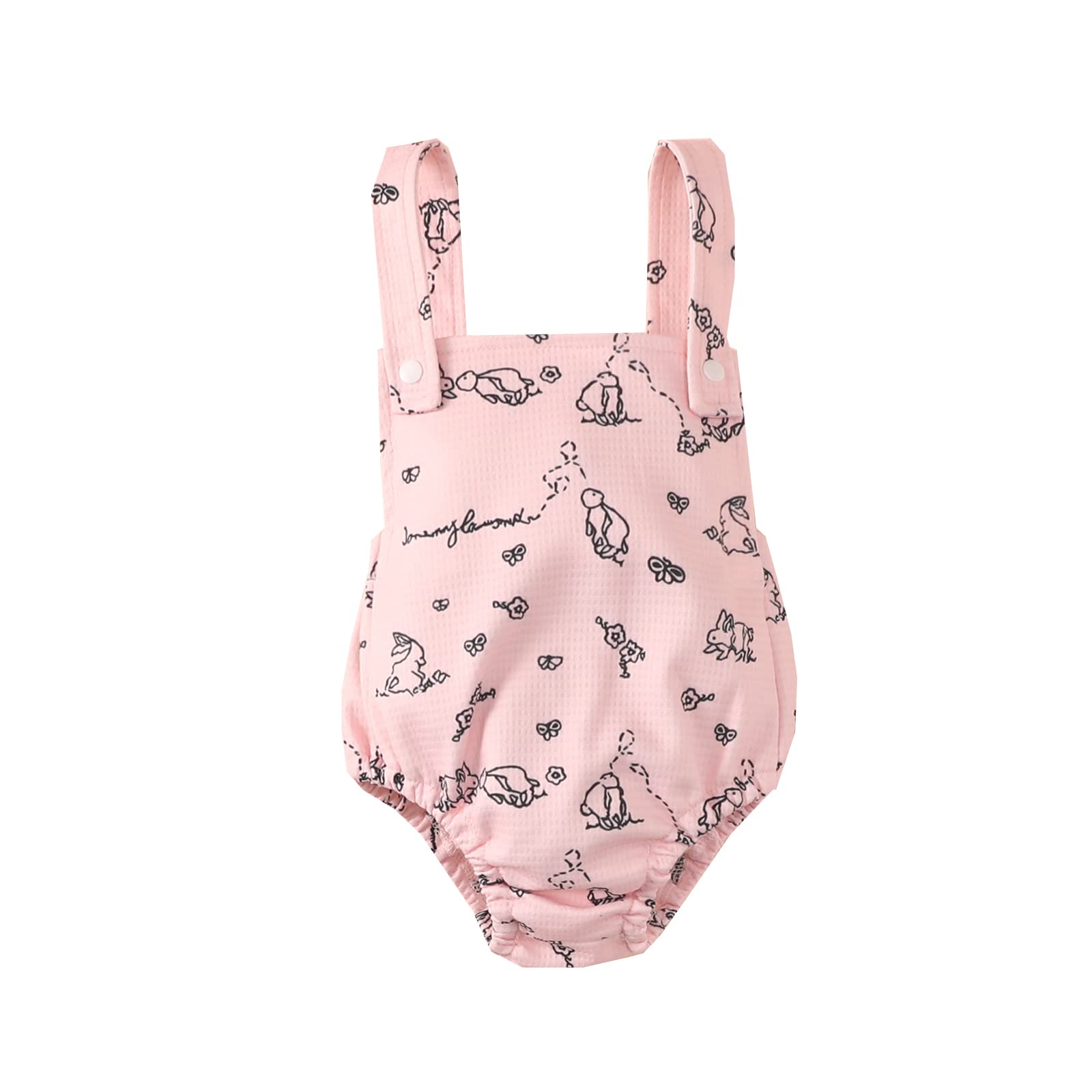 Easter Bunny Print Romper for Newborn Baby Girls - Sleeveless Backless Toddler Bodysuit - Cute Summer Outfit for Infants | Perfect for Easter Photos, Playdates & Warm Weather Outings