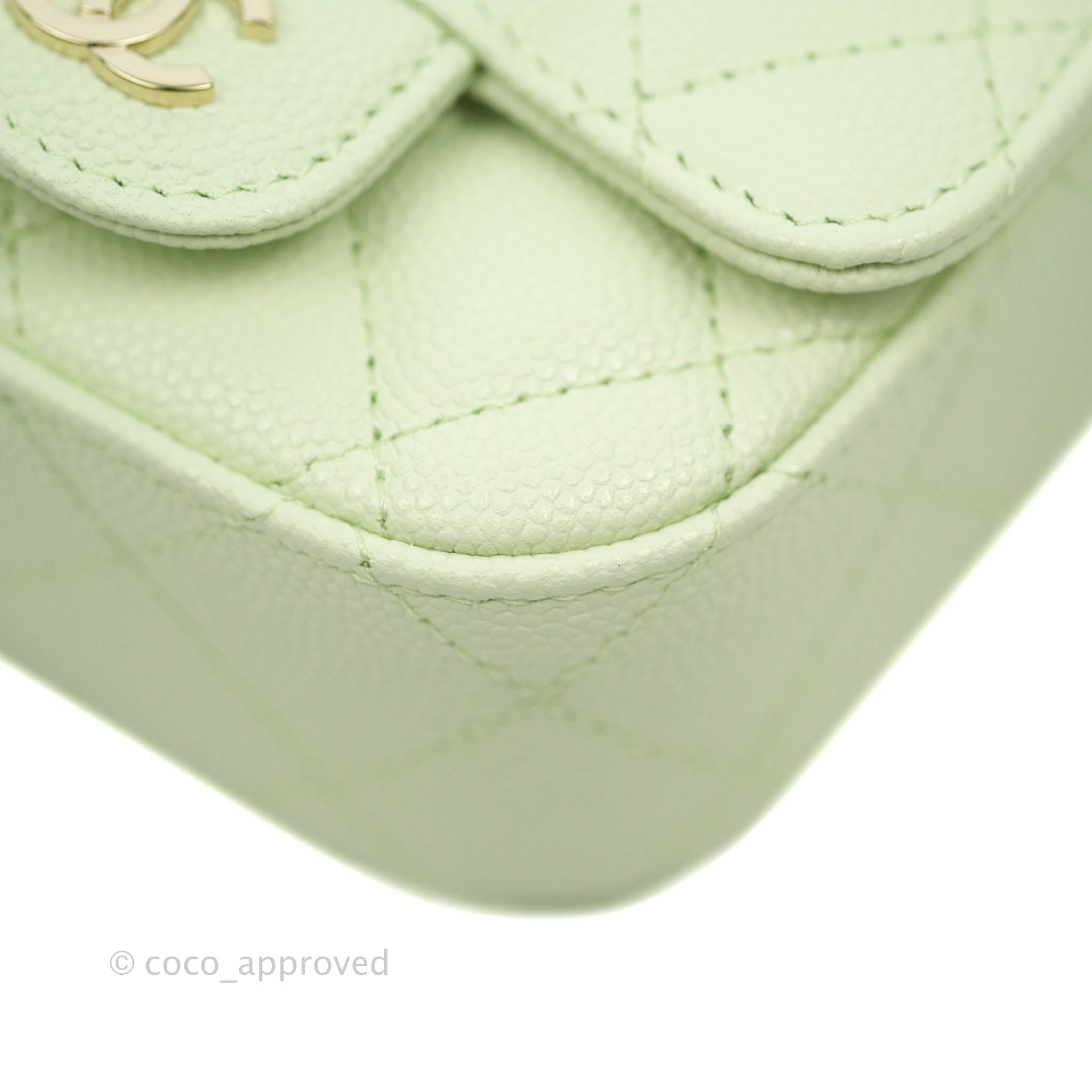 Chanel Classic Flap Bag with Chain - Mint Green & Gold Hardware | Luxury Crossbody Clutch for Women, Perfect for Evening Parties & Special Occasions