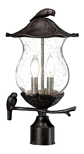 Avian Collection Post-Mount 2-Light Outdoor Black Coral Light Fixture - Waterproof Exterior Wall Sconce for Porch, Patio, and Garden Lighting