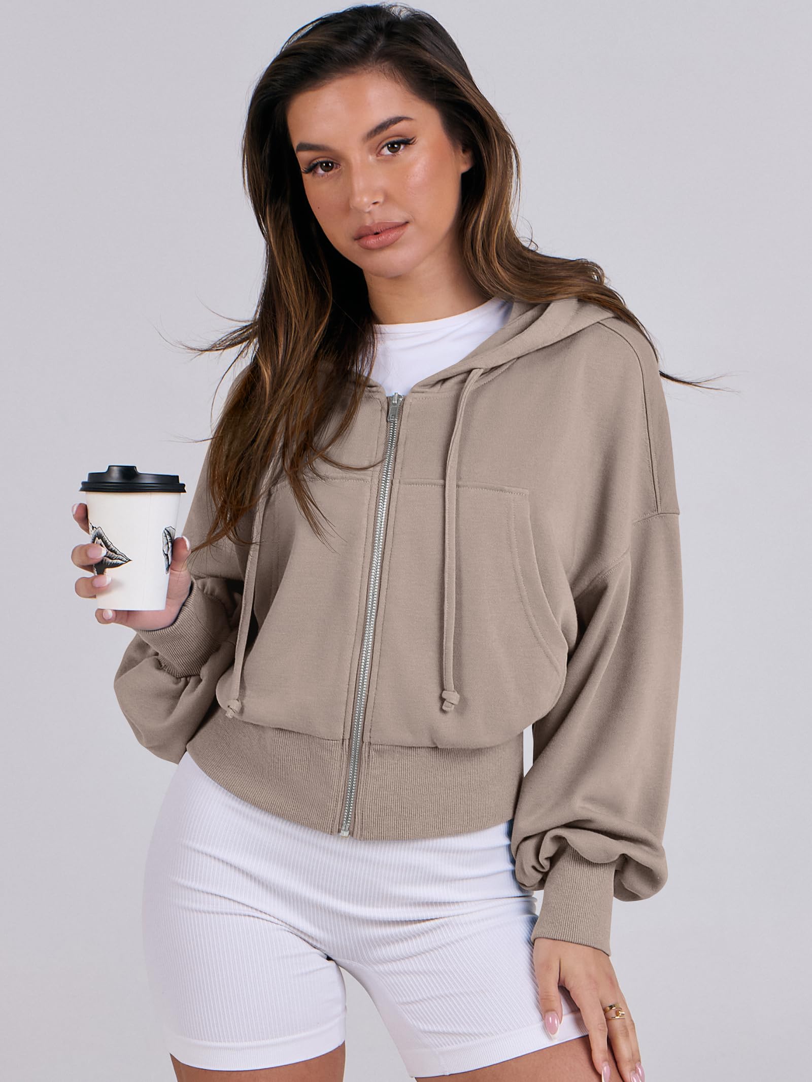 ANRABESS Women's Cropped Zip Up Hoodie Casual Spring Jacket 2025 Trendy Sweatshirt | Perfect for Streetwear, Gym & Everyday Outfits