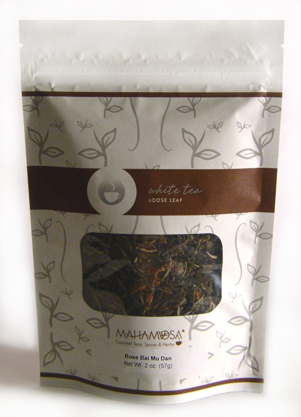 Premium Mahamosa Rose White Tea (Bai Mu Dan) 2 oz - Organic Loose Leaf White Tea Blend with Safflowers & Rose Petals - Pai Mu Tan Tea for Relaxation & Wellness - Perfect for Afternoon Tea & Gift Giving