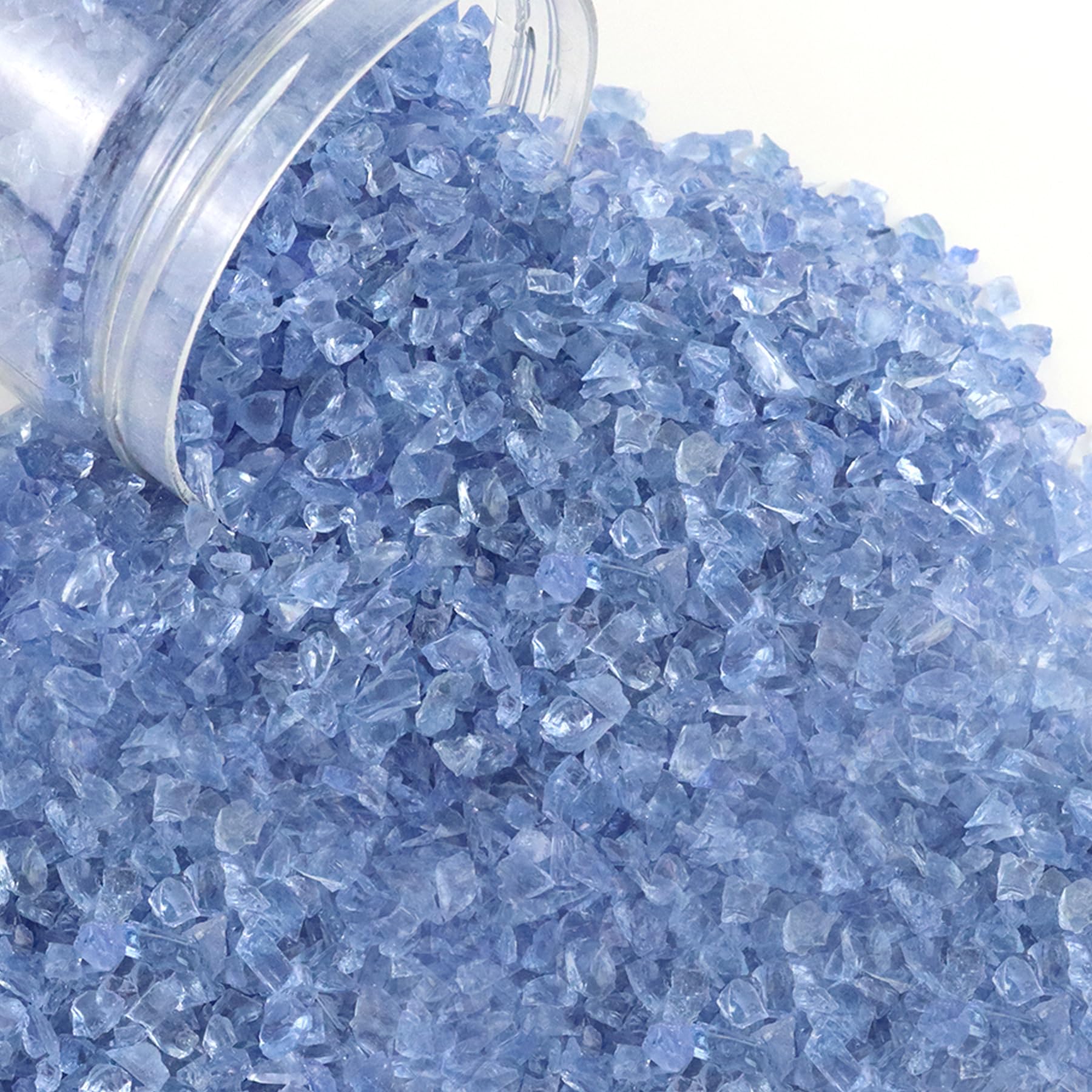 Translucent Crushed Fire Glass 3-6mm for Fire Pits, Resin Art & Home Decor - Light Blue