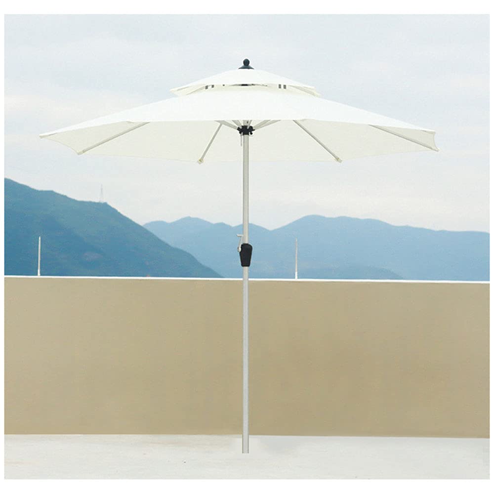 Yibcn 8ft Round Patio Umbrella with Crank Lift - 60+ UV Protection Outdoor Sun Shade for Garden, Deck, Poolside - Aluminum Pole & Wind Vent Design