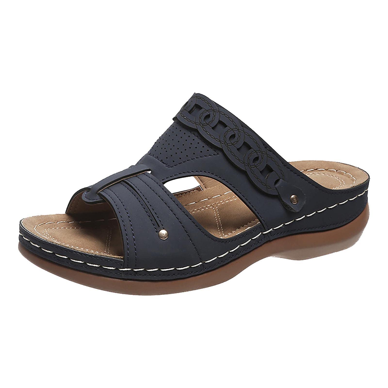 Women's Slip-On Wedge Sandals - Comfortable Open-Toe Platform Sandals with Non-Slip Sole | Lightweight Summer Shoes for Casual Wear, Beach, Pool & Outdoor Activities