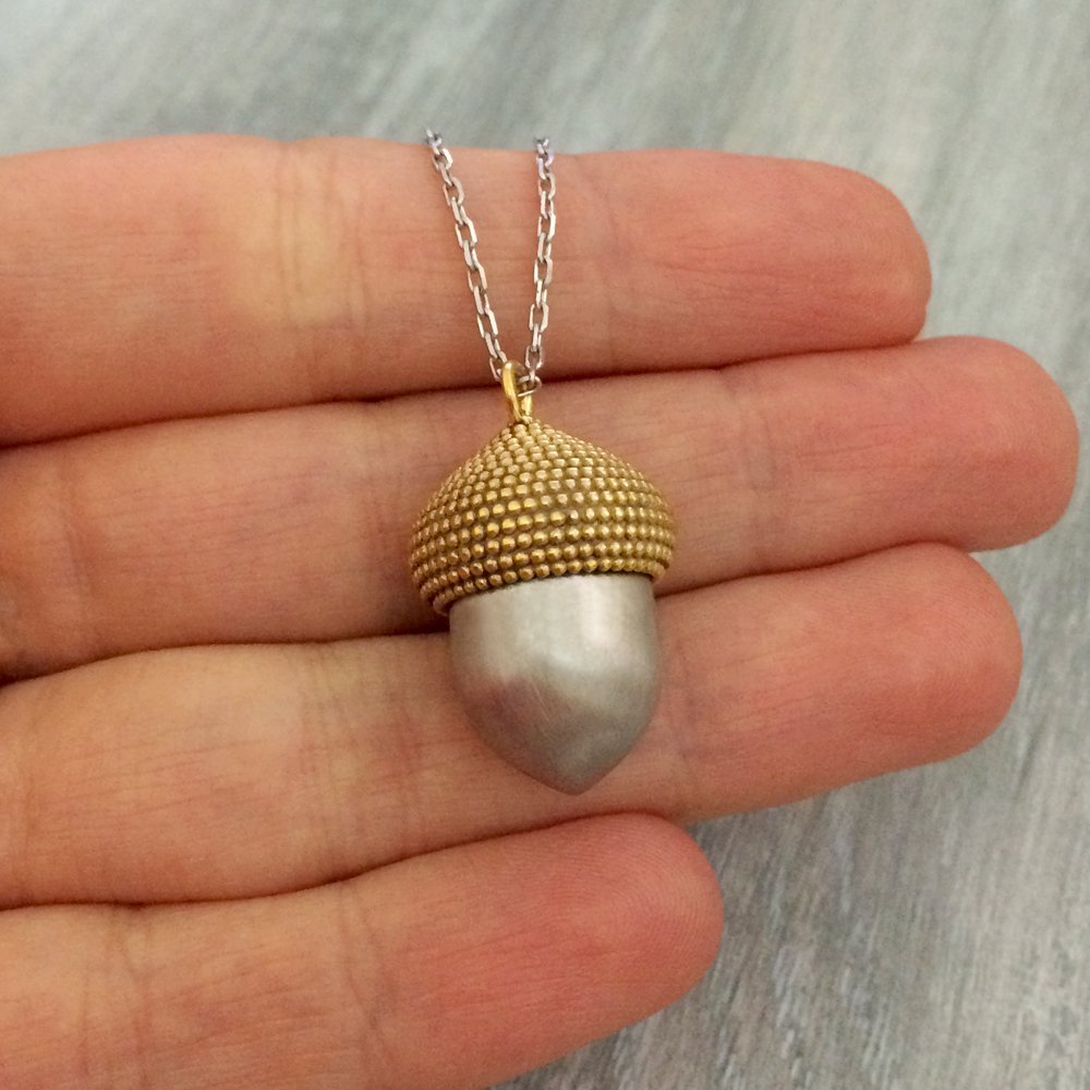 Acorn Silver Necklace - Sterling Silver Acorn Charm Pendant Jewelry for Women - Perfect for Autumn Fashion, Thanksgiving Gifts & Nature-Inspired Outfits