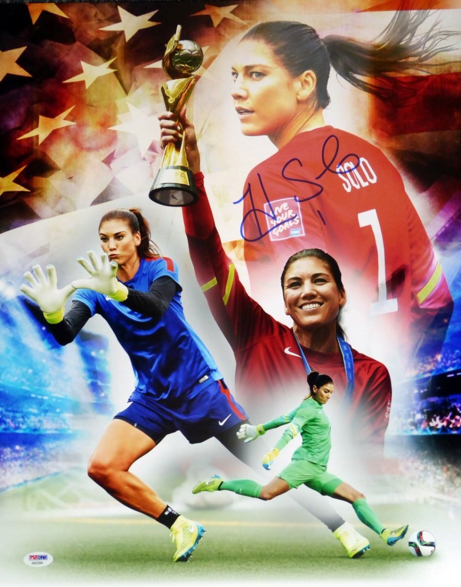Hope Solo Autographed 16x20 USA Women's Soccer Collage Photo with PSA/DNA Certification - Perfect for Sports Memorabilia Collectors and Soccer Fans