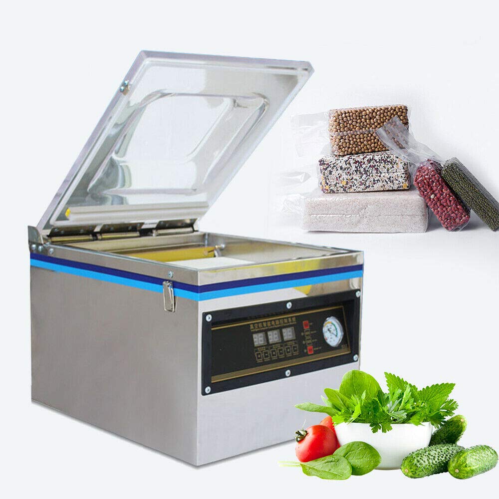 DZ-320 Automatic Chamber Vacuum Sealer Machine - 800W Stainless Steel Food Storage Sealer with Digital Display (320mm) for Home & Commercial Use | Perfect for Meal Prep, Sous Vide, and Long-Term Food Preservation