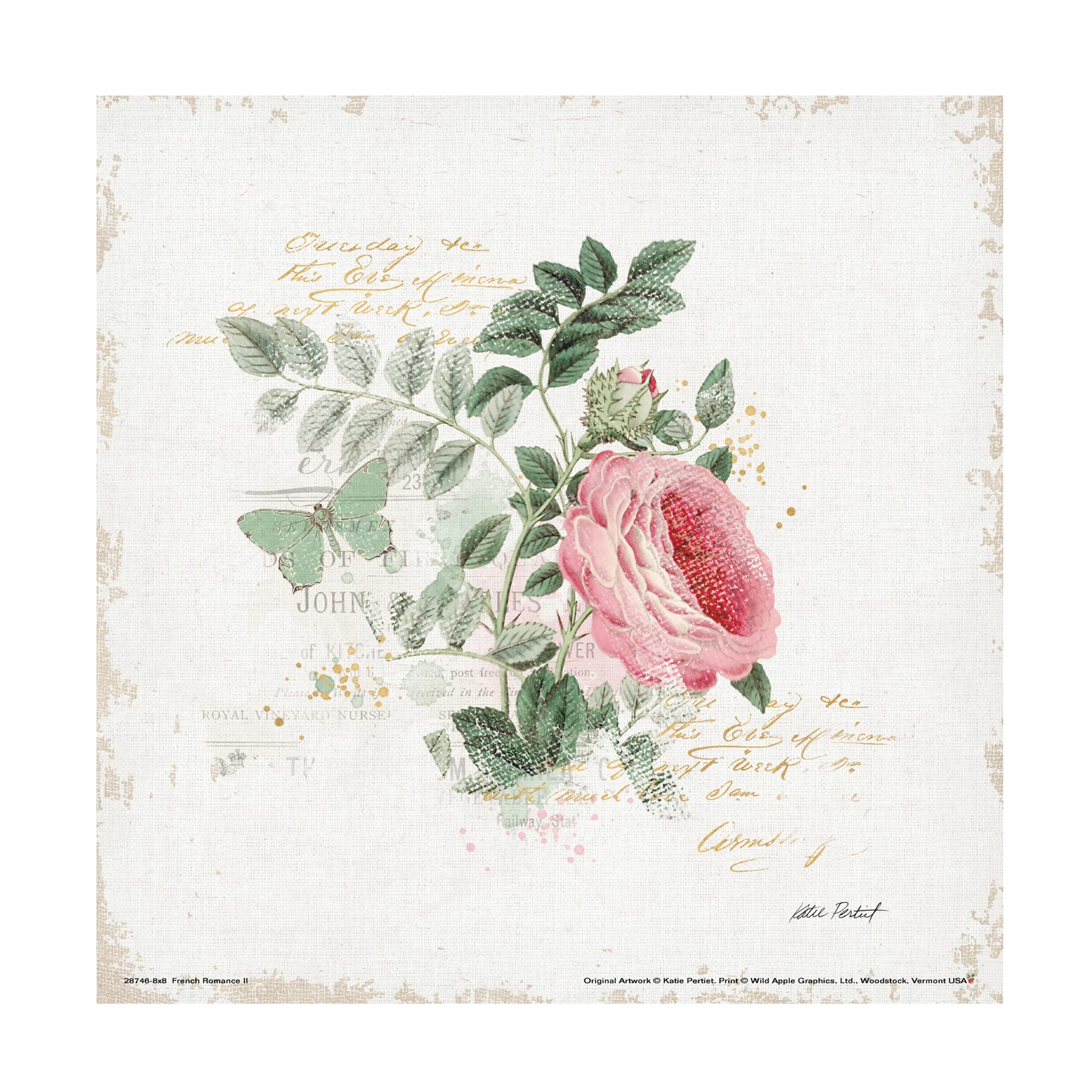 French Romance II Canvas Art Print by Katie Pertiet - Handmade Wall Decor for Living Room, Bedroom & Office - Vintage Parisian Style Painting for Home Décor