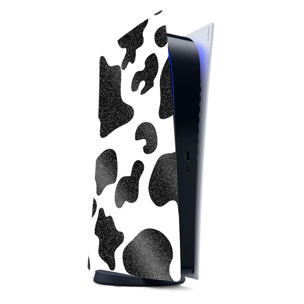 Glossy Glitter PS5 Skin - Cow Print for Gaming & Style | Made in USA